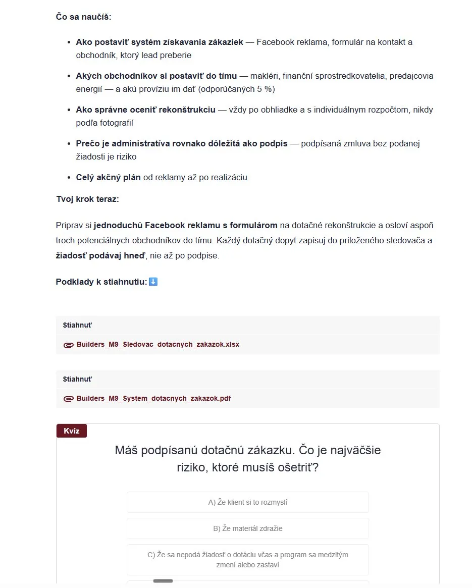 Lekcia 2 — Systém dotačných zákaziek